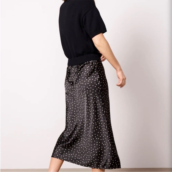 Evereve Polkadot Dress Sweater Top Satin Skirt Classic Size XS - Picture 3 of 9
